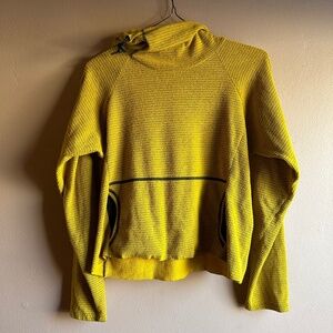 🌞 CROPPED Yellow MELANZANA Small 💛 Women's Microgrid Hoodie Sweatshirt Mustard